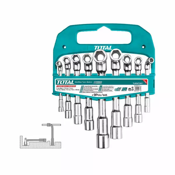 Total Socket Wrench L-Angled 9Pcs Set Tlaswt0901 1 Total Socket Wrench L-Angled 9Pcs Set Tlaswt0901