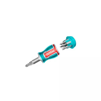 Total 8in1 Stubby Screwdriver Set with Handle & Screwdriver Bits TACSDS0706