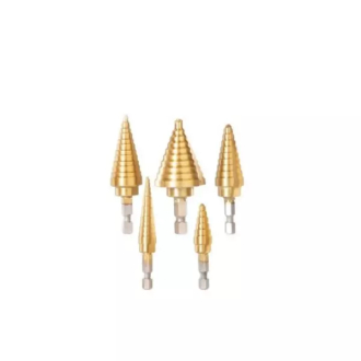 Total Step Drill Bit Set 1/4" Hex Shank TACSD2051 (Pack of 5pcs)
