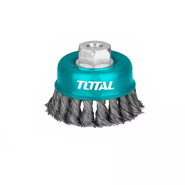 Total Wire Cup Brush With Nut 100Mm Twisted Hard Silver Tac32041 1 Total Wire Cup Brush With Nut 100Mm Twisted Hard Silver Tac32041